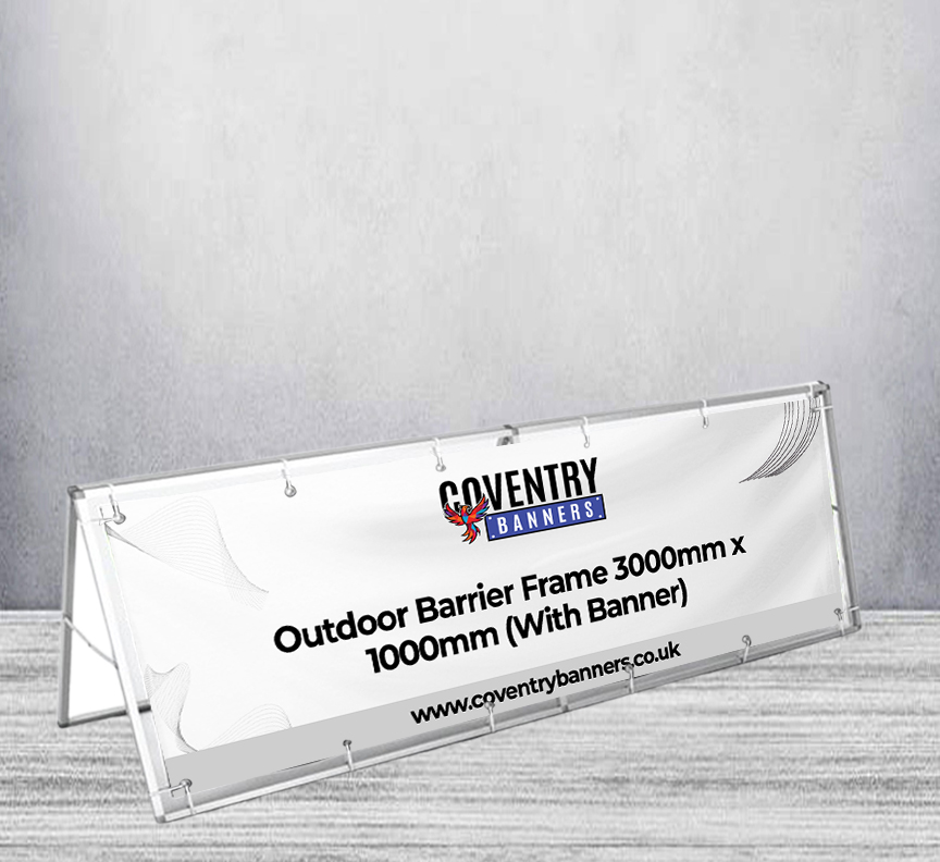 Outdoor Barrier Frame 3000mm x 1000mm (With Banner)
