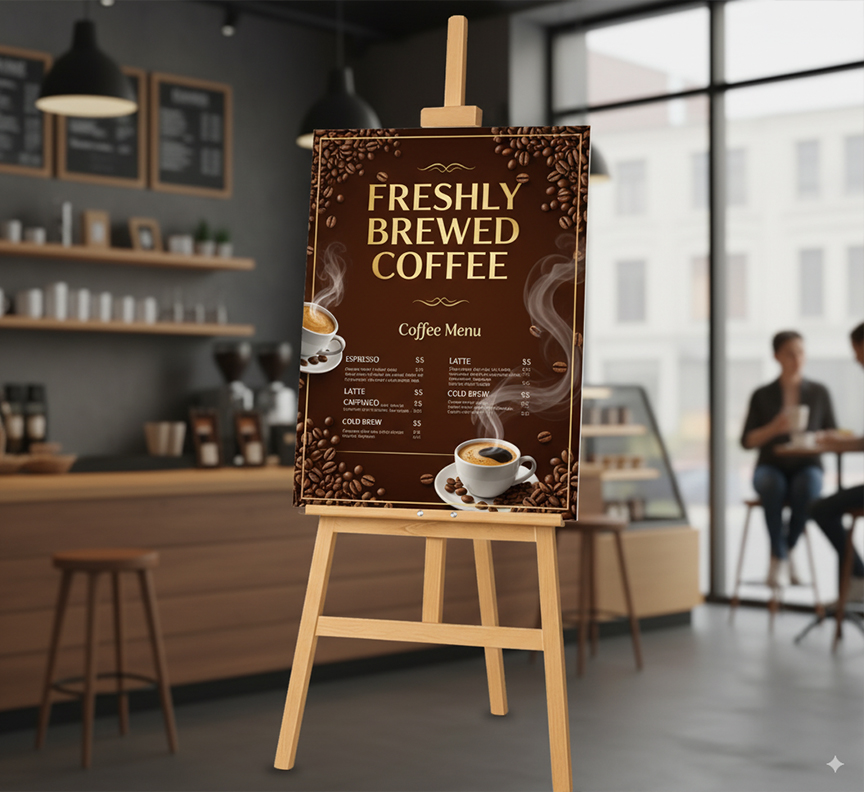 Presentation Stand With Printed Sign