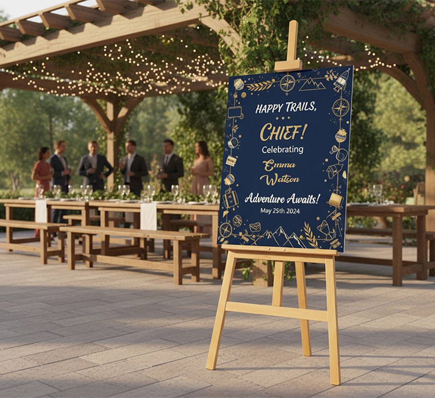 Retirement Party Easel With Printed Sign